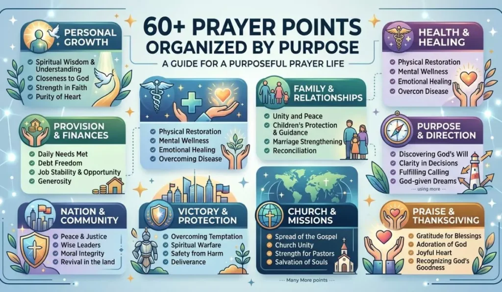 60+ Prayer Points Organized by Purpose