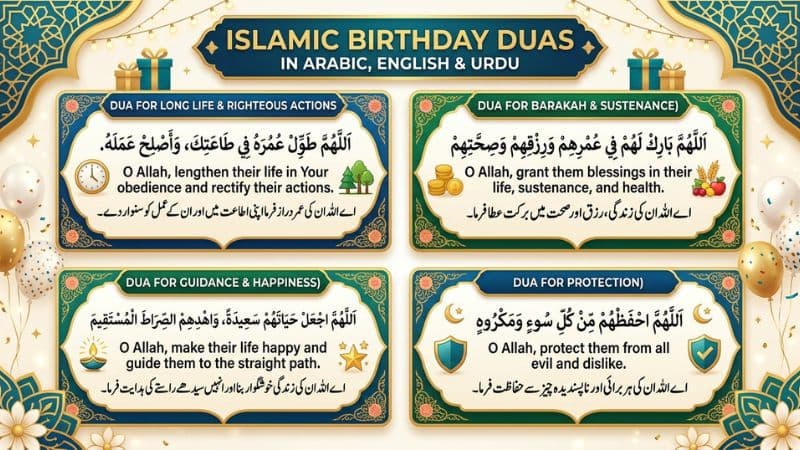 Birthday Duas in Arabic (with English & Urdu)