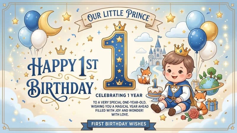1st First Birthday Wishes for Baby Boy/Girl (Our Little Prince)