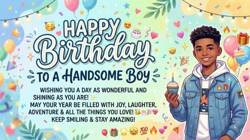Birthday Wishes for a Handsome Boy with Emojis and Aesthetic Style