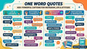 One Word Quotes: 400+ Powerful One Word Captions for Instagram, Life & Attitude